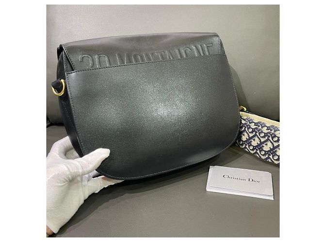Borsa Saddle in pelle nera Christian Dior con chiusura CD Nero - vista 2
