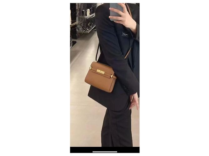 Borsa Kaia Small Satchel in pelle liscia Saint Laurent Marrone - vista 12