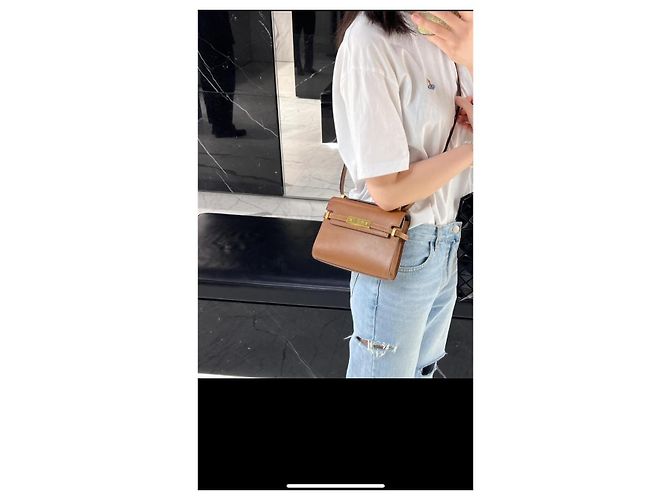 Borsa Kaia Small Satchel in pelle liscia Saint Laurent Marrone - vista 13