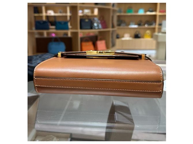 Borsa Kaia Small Satchel in pelle liscia Saint Laurent Marrone - vista 3