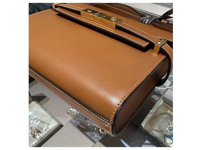 Borsa Kaia Small Satchel in pelle liscia Saint Laurent Marrone - vista 5