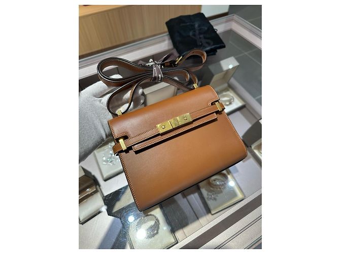 Borsa Kaia Small Satchel in pelle liscia Saint Laurent Marrone - vista 7
