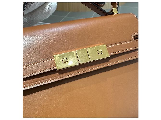 Borsa Kaia Small Satchel in pelle liscia Saint Laurent Marrone - vista 9