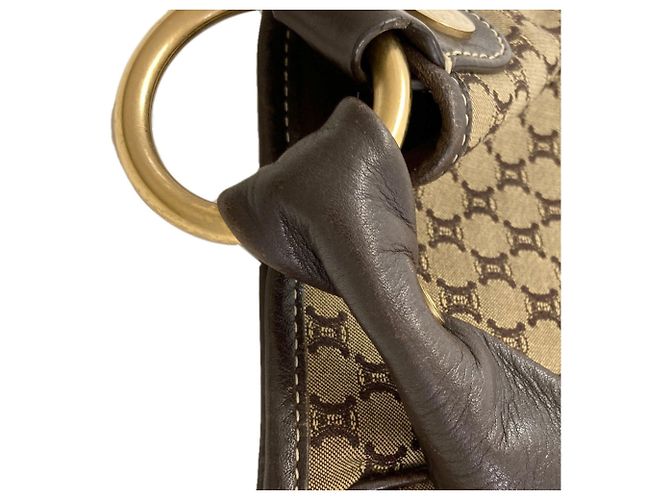 Céline Borsa a tracolla in tela Macadam Celine Marrone - vista 15