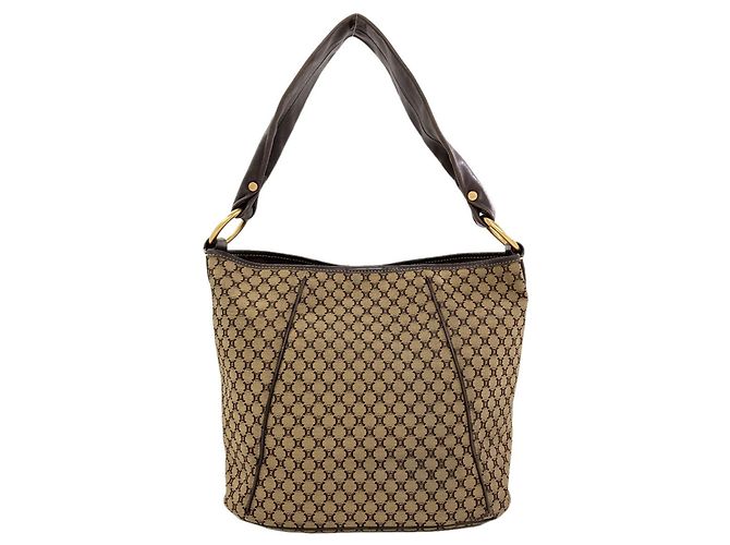 Céline Borsa a tracolla in tela Macadam Celine Marrone - vista 2