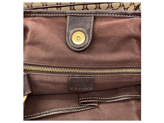 Céline Borsa a tracolla in tela Macadam Celine Marrone - vista 8