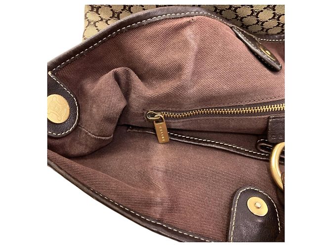 Céline Borsa a tracolla in tela Macadam Celine Marrone - vista 9