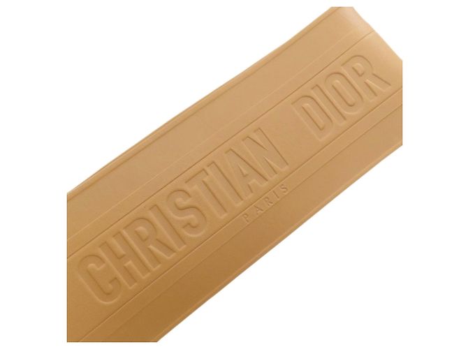 Cinturón Christian Dior Maxi Doble Hebilla Dorada de Cuero Castaño - vista 9