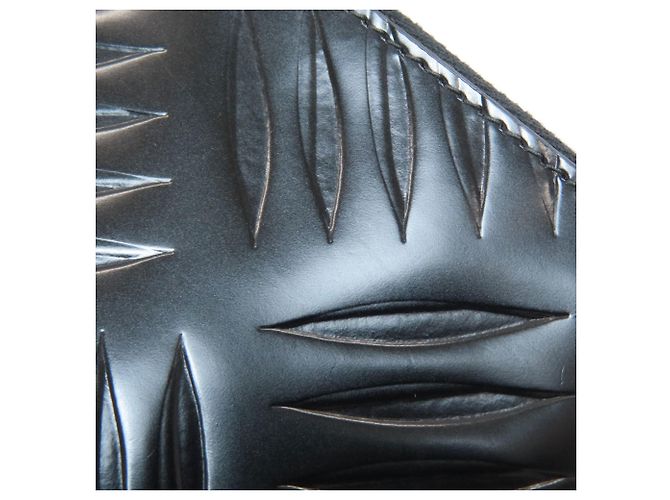 Cartera de cuero con relieve de doble pliegue Prada para mujer Negro - vista 11