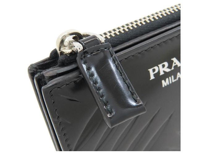 Cartera de cuero con relieve de doble pliegue Prada para mujer Negro - vista 13