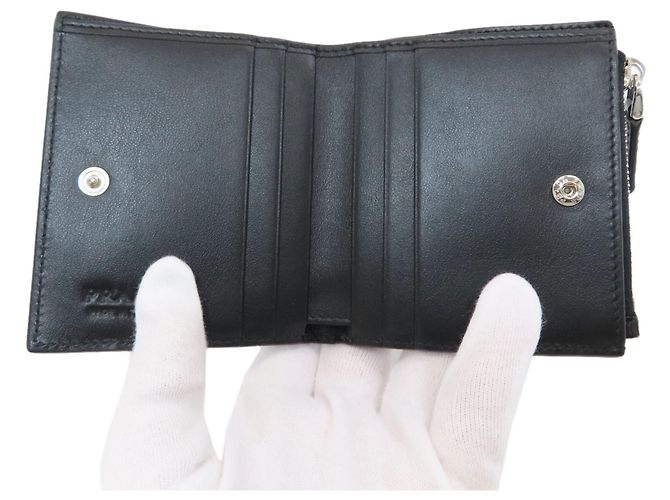 Cartera de cuero con relieve de doble pliegue Prada para mujer Negro - vista 4