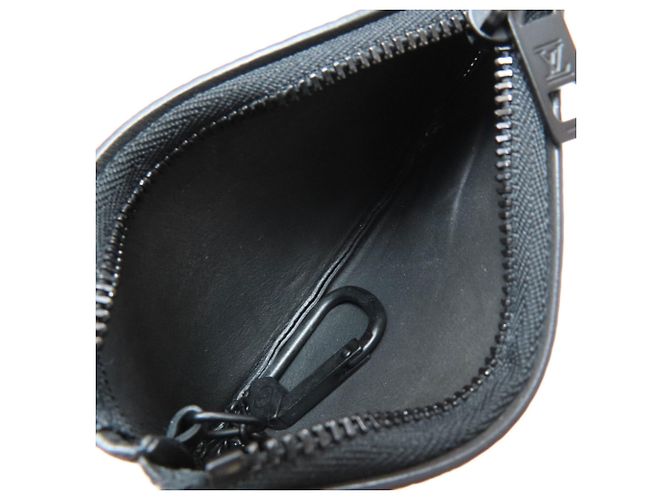 Louis Vuitton Leder Pochette Clé Aerogram Münzbeutel Schwarz - Ansicht 4