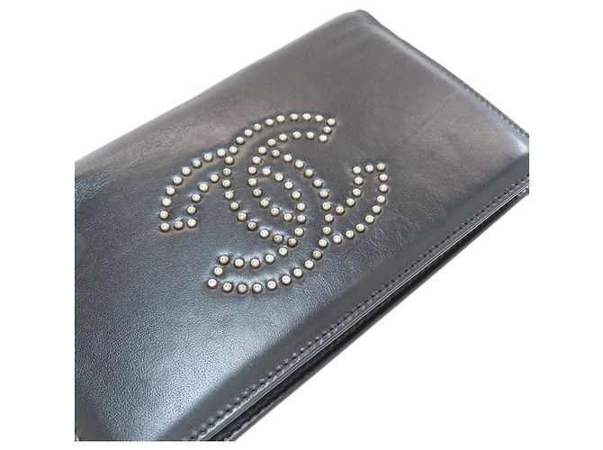 Cartera larga de cuero Chanel Coco Mark negra Negro - vista 12