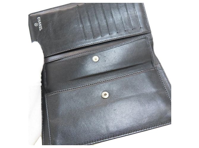 Cartera larga de cuero Chanel Coco Mark negra Negro - vista 9