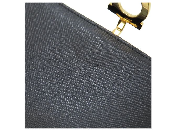 Gancini Salvatore Ferragamo Leder-Bifold-Geldbörse Schwarz - Ansicht 10