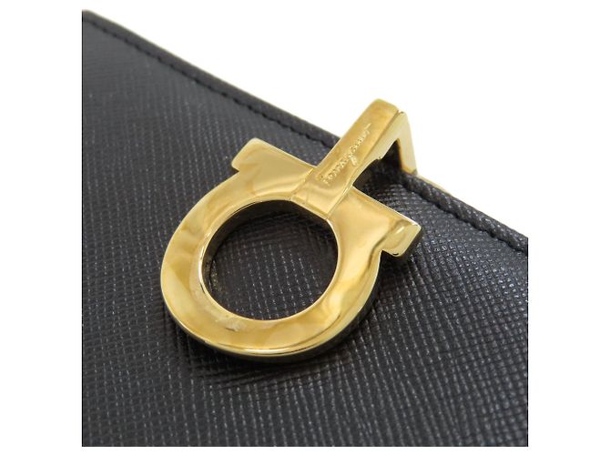 Gancini Salvatore Ferragamo Leder-Bifold-Geldbörse Schwarz - Ansicht 13
