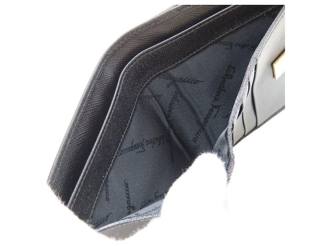 Gancini Salvatore Ferragamo Leder-Bifold-Geldbörse Schwarz - Ansicht 5