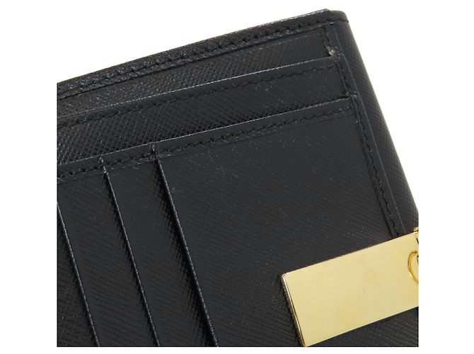 Gancini Salvatore Ferragamo Leder-Bifold-Geldbörse Schwarz - Ansicht 9