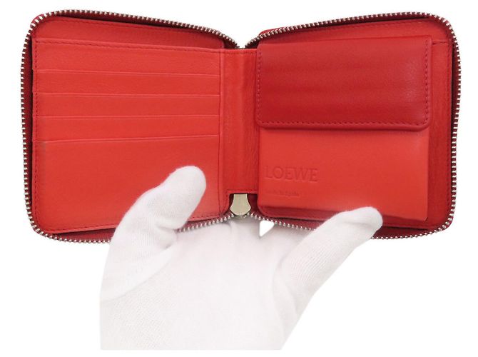 Loewe Anagram Leder-Bifold-Geldbörse Rot - Ansicht 4