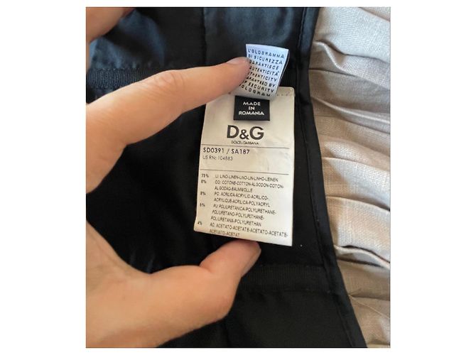 D&G Vestido plisado de mezcla de lino beige Negro - vista 11