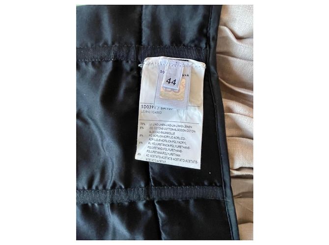 D&G Vestido plisado de mezcla de lino beige Negro - vista 13
