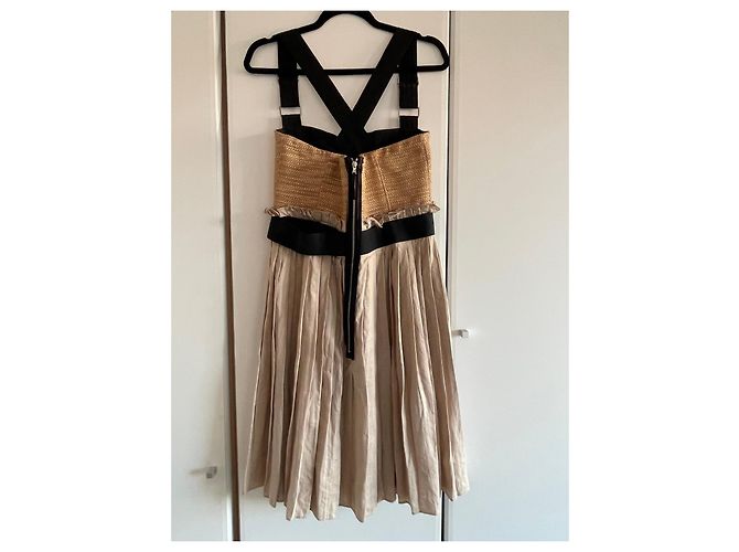D&G Vestido plisado de mezcla de lino beige Negro - vista 14