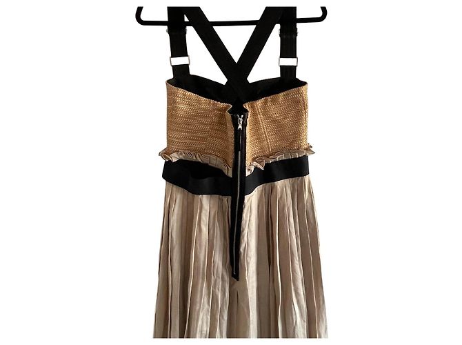 D&G Vestido plisado de mezcla de lino beige Negro - vista 2