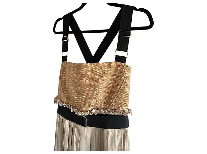 D&G Vestido plisado de mezcla de lino beige Negro - vista 4