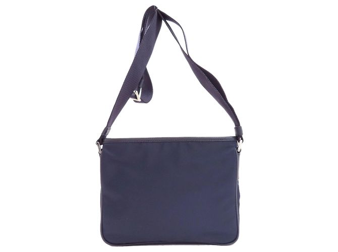 Borsa a tracolla Prada 2VH093 con logo metallico Blu navy - vista 2