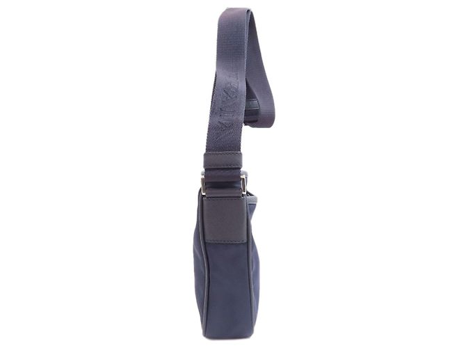 Borsa a tracolla Prada 2VH093 con logo metallico Blu navy - vista 3