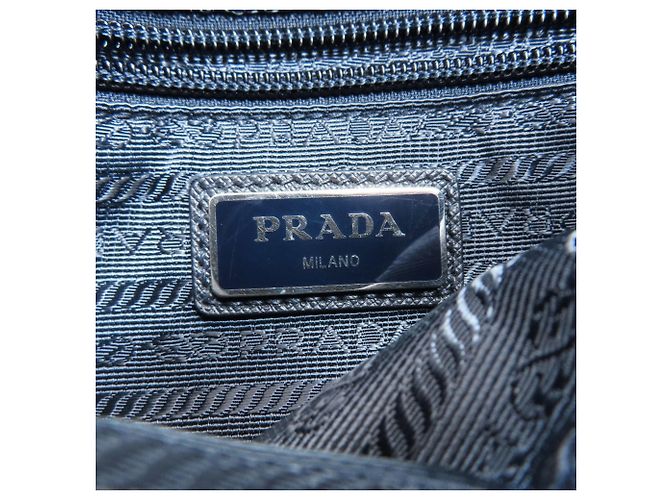 Borsa a tracolla Prada 2VH093 con logo metallico Blu navy - vista 6