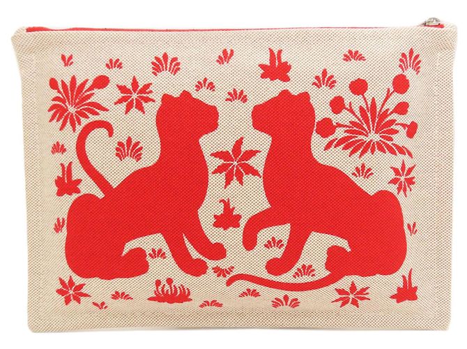 Hermès Pochette accessorio Yachting Hermes Rosso Beige - vista 2