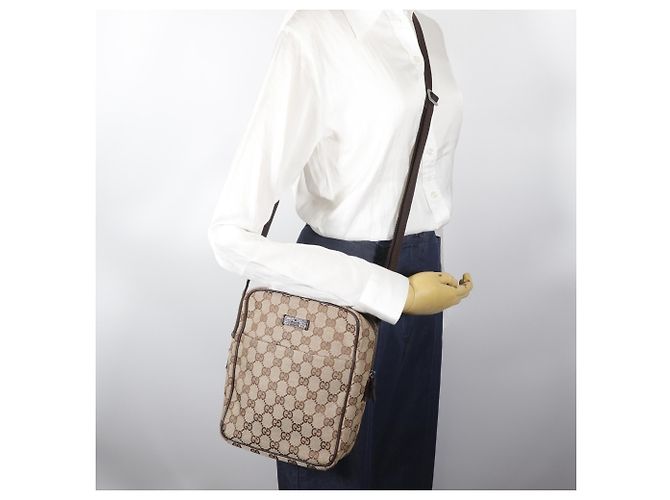 Borsa a tracolla Gucci in tela GG marrone - vista 14