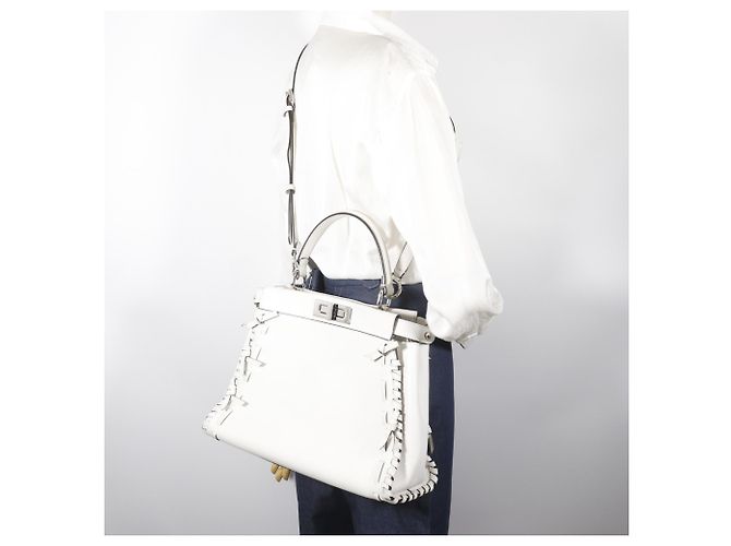 Borsa Fendi Peekaboo Medium Bianco - vista 18