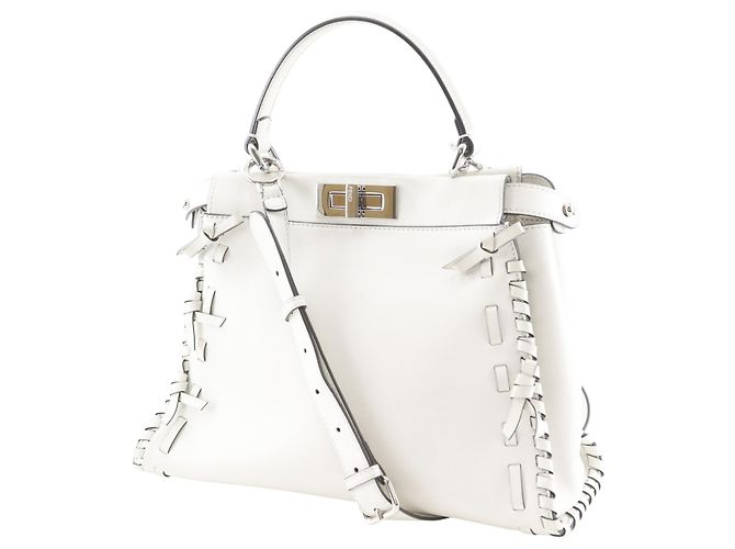 Borsa Fendi Peekaboo Medium Bianco - vista 2