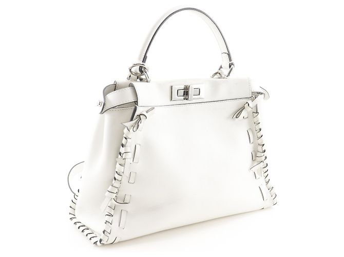 Borsa Fendi Peekaboo Medium Bianco - vista 3