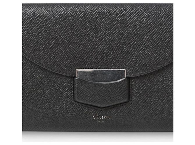 Céline Cartera de doble pliegue con solapa Celine Trotter Medium Negro - vista 2