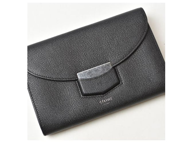 Céline Cartera de doble pliegue con solapa Celine Trotter Medium Negro - vista 8