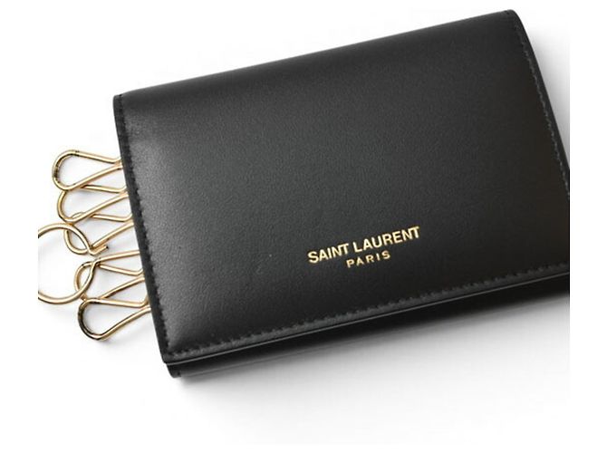 Portachiavi in pelle nera Saint Laurent Nero - vista 3