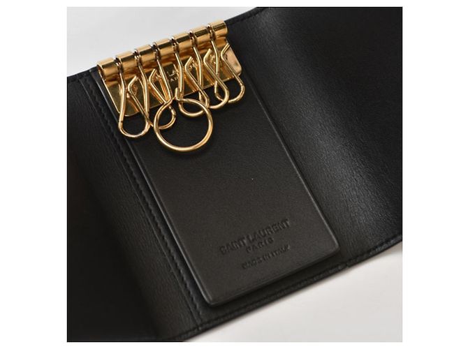 Portachiavi in pelle nera Saint Laurent Nero - vista 7
