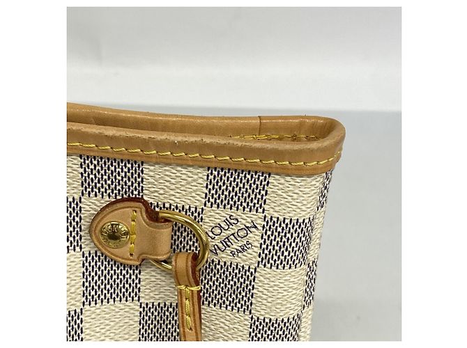Borsa Tote Louis Vuitton Damier Azur Neverfull PM Bianco - vista 8