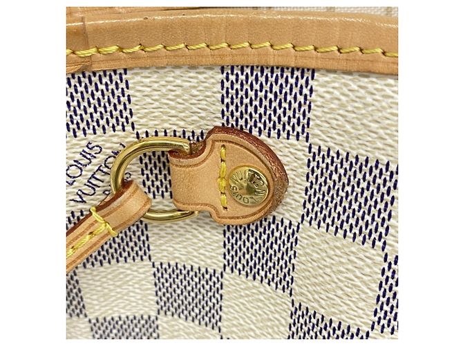 Borsa Tote Louis Vuitton Damier Azur Neverfull PM Bianco - vista 9