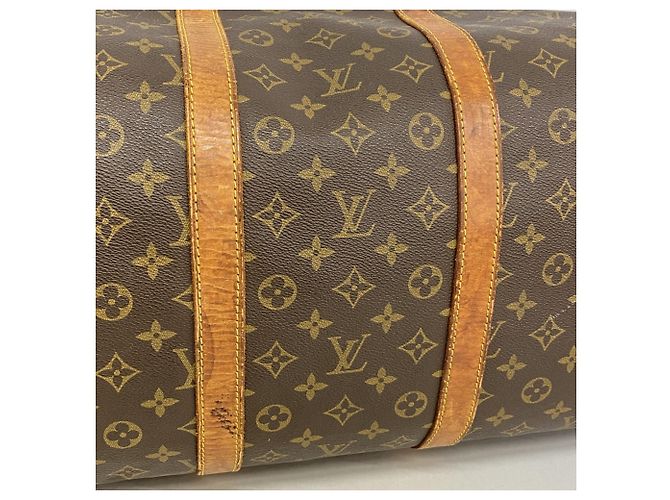 Borsa Louis Vuitton Boston Monogram Keepall 55 Marrone - vista 11
