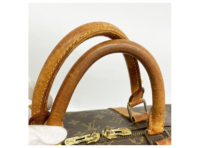 Borsa Louis Vuitton Boston Monogram Keepall 55 Marrone - vista 8