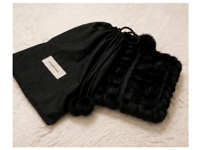 Gerard Darel Chaqueta con Capucha de Piel de Conejo Negra Negro - vista 6