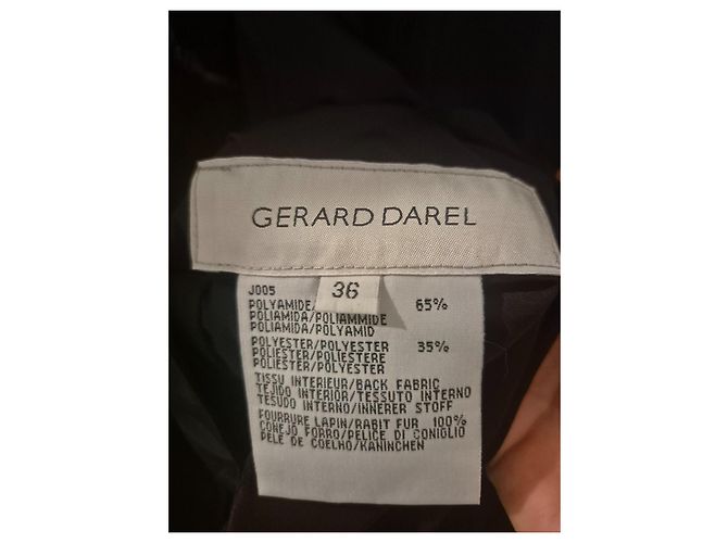 Gerard Darel Chaqueta con Capucha de Piel de Conejo Negra Negro - vista 8