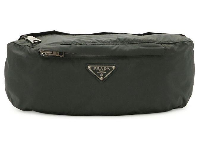 Borsa a tracolla in nylon grigio Prada Marrone - vista 2