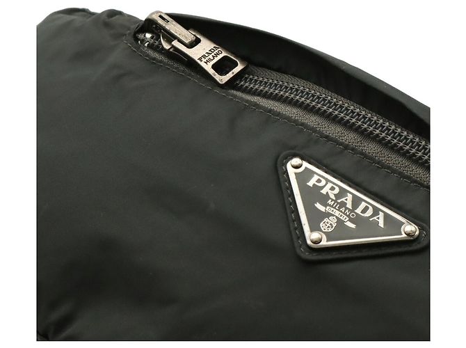 Borsa a tracolla in nylon grigio Prada Marrone - vista 7
