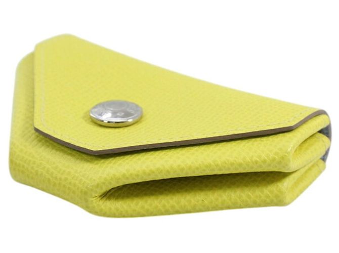 Hermès Monedero HERMES en piel Epsom Lime Dorado - vista 3