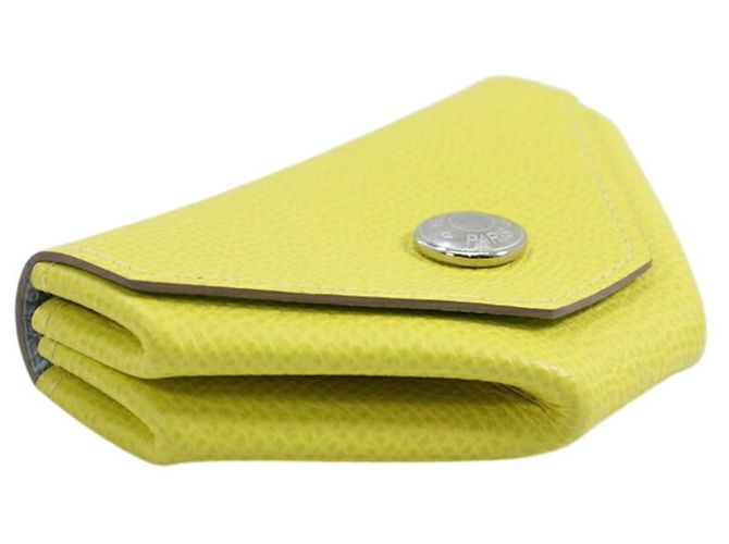 Hermès Monedero HERMES en piel Epsom Lime Dorado - vista 4